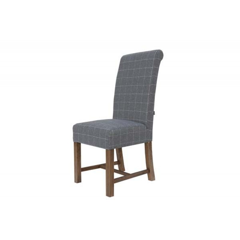 DC CH Woolen Upholstered Chair Check Natural/Oak